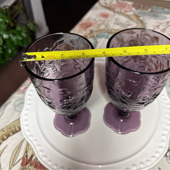 Princess House Fantasia 7" Amethyst Iced Tea Goblets Set Of 2 Purple Glasses - Picture 6 of 7